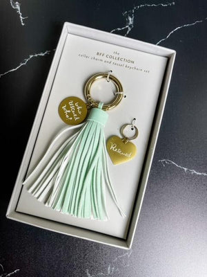 The BFF Collection Collar Charm and Tassel Keychain Set Mint
